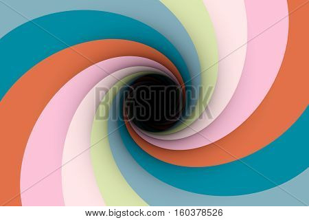 the black hole in the blue pink color 3D illustration