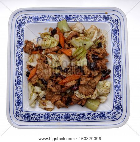 Chinese Food. Hot Pork With Vegetables