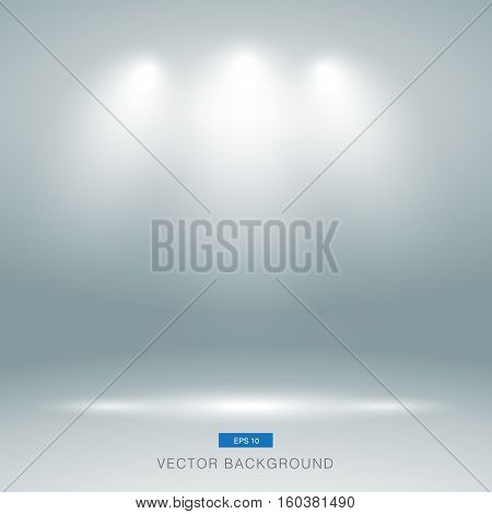 Empty gallery wall with lights effect for images and advertisement vector