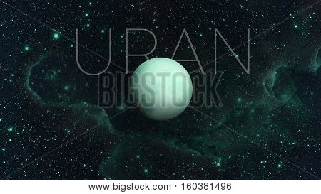Solar System - Uranus. It is the seventh planet from the Sun and the third-largest in the Solar System. It is a giant planet. Uranus has 27 known satellites. Elements of this image furnished by NASA.