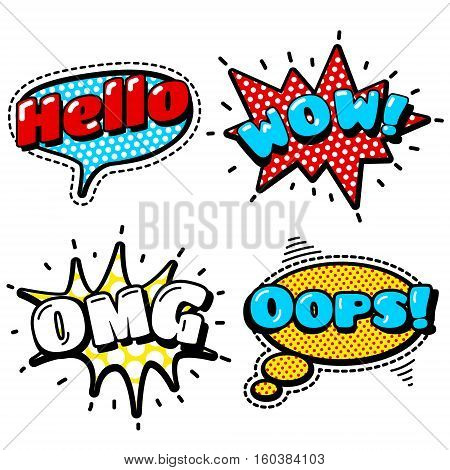 Fashion Patch Badges With Hello, Wow, Omg, Oops