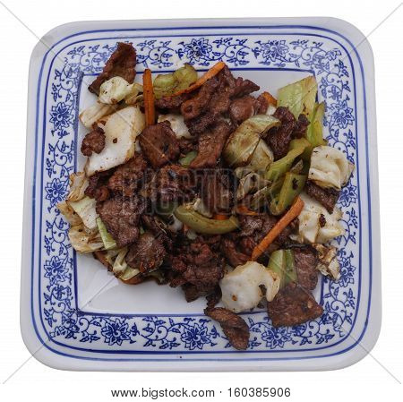Chinese Food. Hot Dry Veal With Vegetables