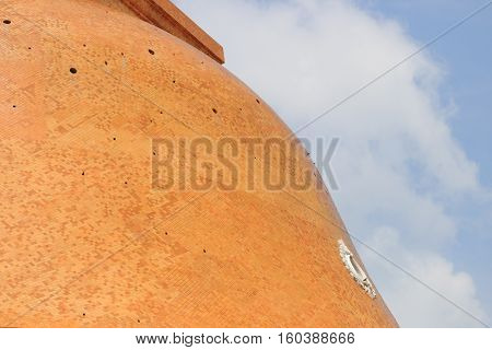 Temples beautiful Phra Pathom Chedi landmark of Thailand on blue sky background