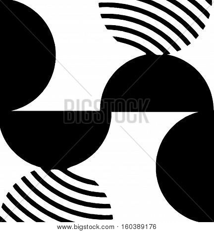 Abstract pattern of black semicircles. Vector seamless pattern