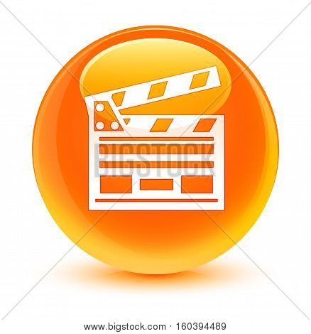 Cinema Clip Icon Glassy Orange Round Button
