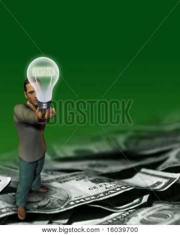 Mies pitää innovaatio polttimo ja cash