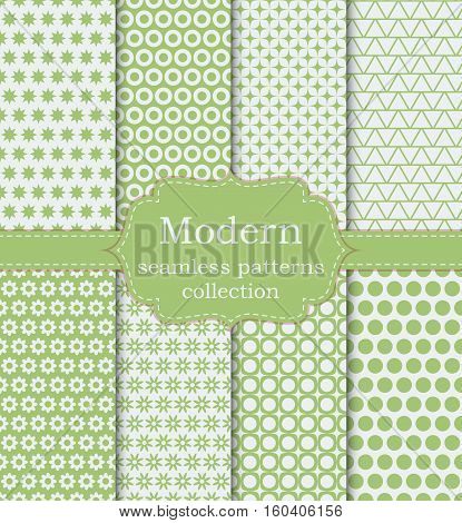 Vector illustration set of seamless modern patterns. Stock vector