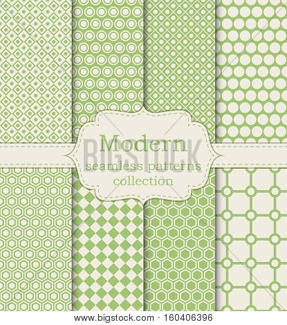 Vector illustration set of seamless modern patterns. Stock vector