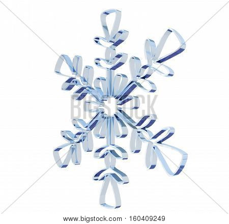 Shiny 3d snowflake made of silver and chrome 3d render
