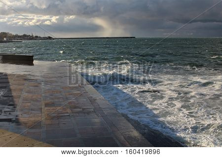 suuny day after storm on the black sea