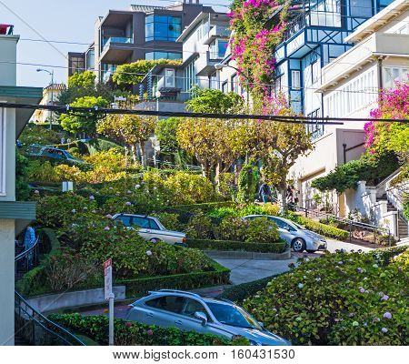 World famous Lombard street in San Francisco California