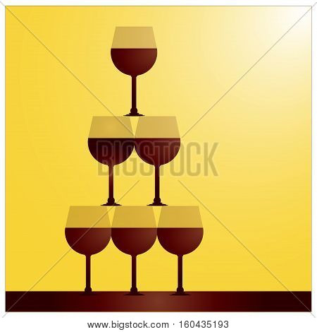 Wine glass logo template watercolor style on white backgraund