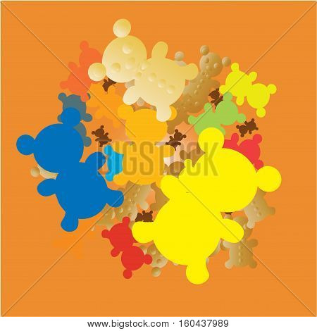 illustration of isolated various bear bakery on white