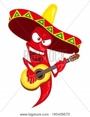 Cute hot chilli perrer plays on guitar