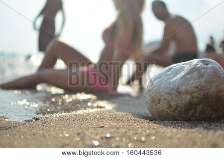 Sunny day at the coast with blue sky.