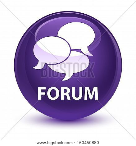 Forum (comments Icon) Glassy Purple Round Button