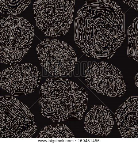 stock vector abstract seamless doodle pattern with flowers and waves. oriental backgraund. big rose