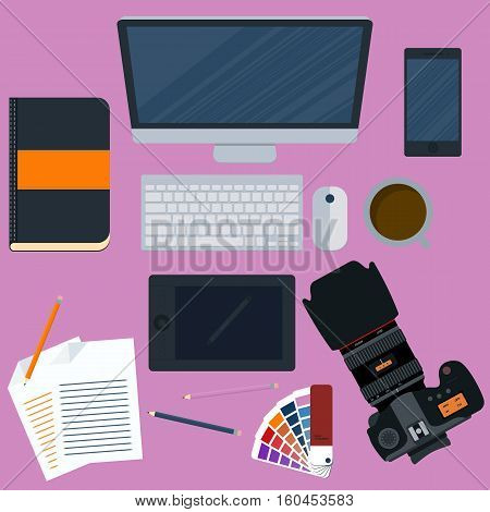 Vector illustration of a workplace designer. Stock vector