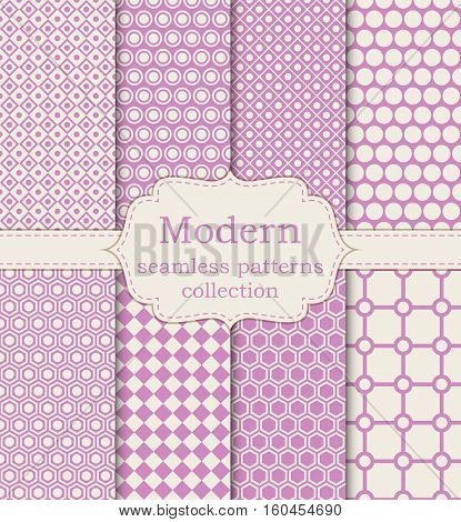Vector illustration set of seamless modern patterns. Stock vector