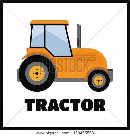 Tractor. Farmer machine in flat style vector illustration