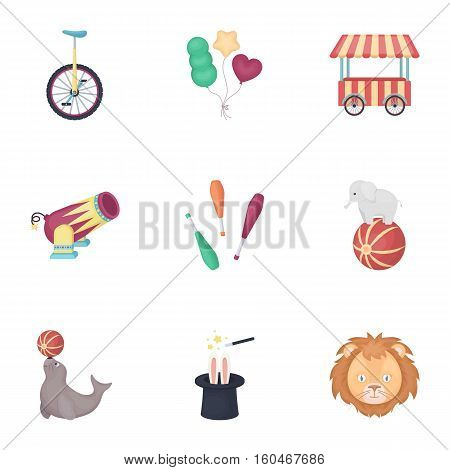 Circus set icons in cartoon style. Big collection of circus vector symbol stock