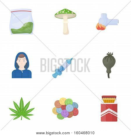 Drugs set icons in cartoon style. Big collection of drugs vector symbol stock