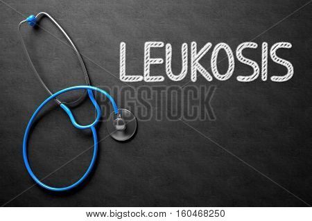 Medical Concept: Black Chalkboard with Leukosis. Medical Concept: Leukosis Handwritten on Black Chalkboard. 3D Rendering.