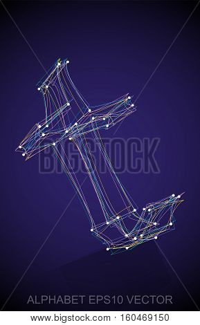 Abstract illustration of a Multicolor sketched T with Reflection. Hand drawn 3D T for your design. EPS 10 vector illustration.