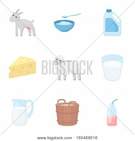 Milk set icons in cartoon style. Big collection of milk vector symbol stock