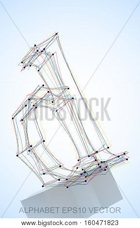 Abstract illustration of a Multicolor sketched D with Reflection. Hand drawn 3D D for your design. EPS 10 vector illustration.