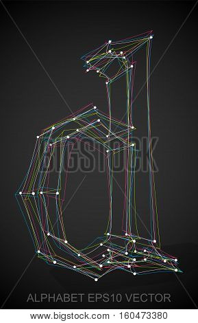 Abstract illustration of a Multicolor sketched D with Transparent Shadow. Hand drawn 3D D for your design. EPS 10 vector illustration.