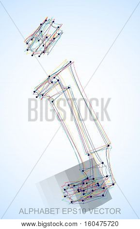 Abstract illustration of a Multicolor sketched J with Reflection. Hand drawn 3D J for your design. EPS 10 vector illustration.