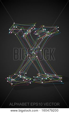 Abstract illustration of a Multicolor sketched X with Transparent Shadow. Hand drawn 3D X for your design. EPS 10 vector illustration.