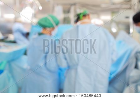 Operating theatre during the surgery unfocused background.