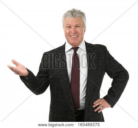 Senior businessman on white background