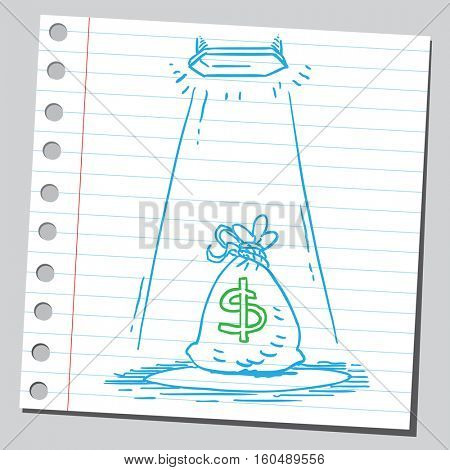 Money bag in spotlight