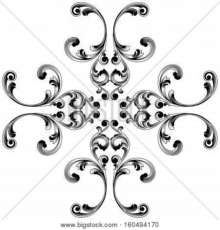 Vintage baroque ornament, corner. Retro pattern antique style acanthus. Decorative design element filigree calligraphy vector. - stock vector