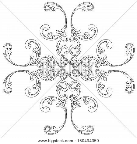 Vintage baroque ornament, corner. Retro pattern antique style acanthus. Decorative design element filigree calligraphy vector. - stock vector