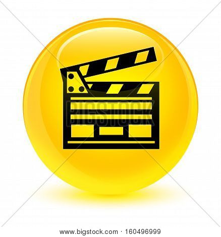 Cinema Clip Icon Glassy Yellow Round Button
