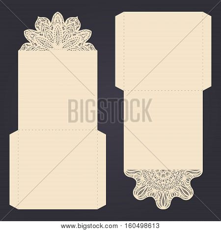 Abstract Wedding Cutout Invitation Template. Suitable For Lasercutting. Lace Folds.