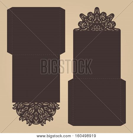 Abstract Wedding Cutout Invitation Template. Suitable For Lasercutting. Lace Folds.