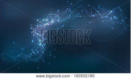 Abstract biotechnology vector background. Technology futuristic illustration. Network structure
