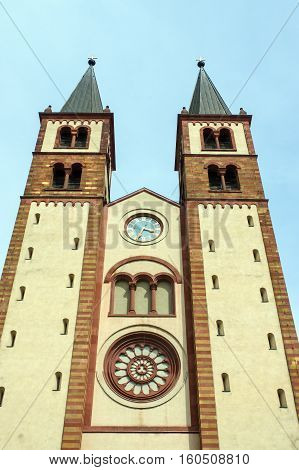 WURZBURG GERMANY - MAY 11 2015: the Wurzburg Cathedral is a Roman Catholic cathedral in Wurzburg Bavaria Germany dedicated to Saint Kilian on May11 2015