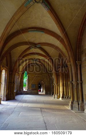 MAULBRONN GERMANY - MAI 17 2015: a gotic style houses at the monastery courtyard in Maulbronn. Cistercian Monastery Maulbronn is part of the UNESCO World Heritage Site.