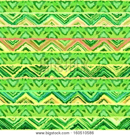 Native watercolor artistic colorful pattern. Ethnic boho style. Seamless draw tribal square texture.