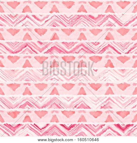 Native watercolor artistic colorful pattern. Ethnic boho style. Seamless draw tribal square texture.