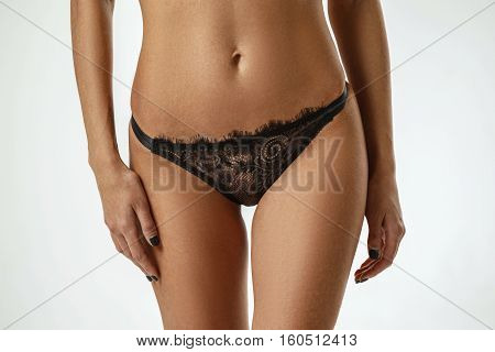 Beautiful Sexy Fitness Blonde Posing In Lingerie On White Background, Catalog, Book