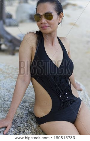 Lady sexy symbol in Ban Krut Beach at Prachuap Khirikhun Province Thailand