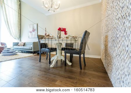 Modern living room interior and dinning set