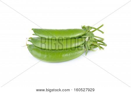fresh sugar snap pea or green pea on white background